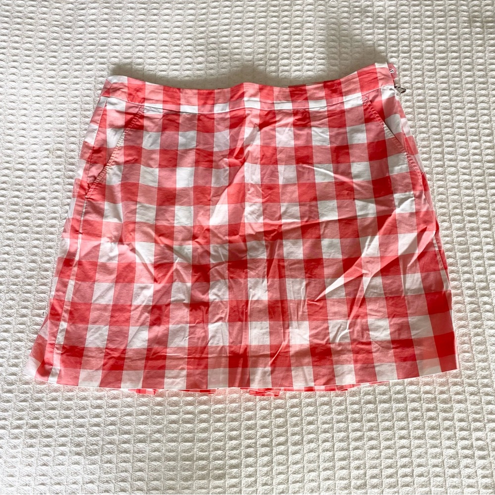 COPY - NEW Polo Ralph Lauren golf coral white gingham plaid skirt built in shor…